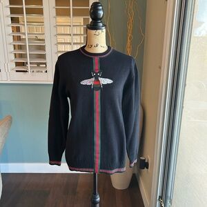Unisex Black Sweater with Embroidered Bee Design